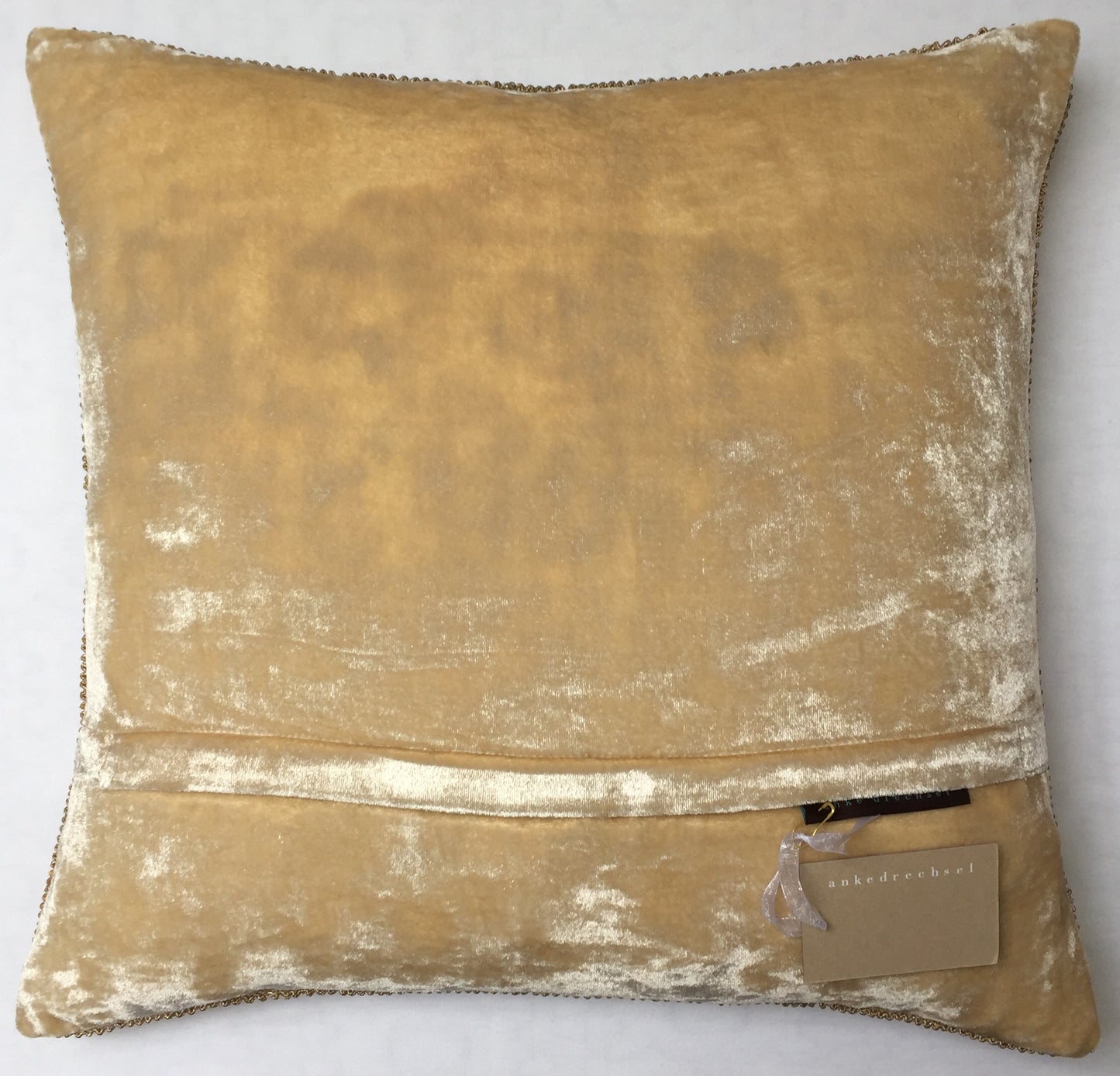 Anke Drechsel Kissen Haute Couture Champagne Metallic Bestickt Tussah Seide Seiden Samt