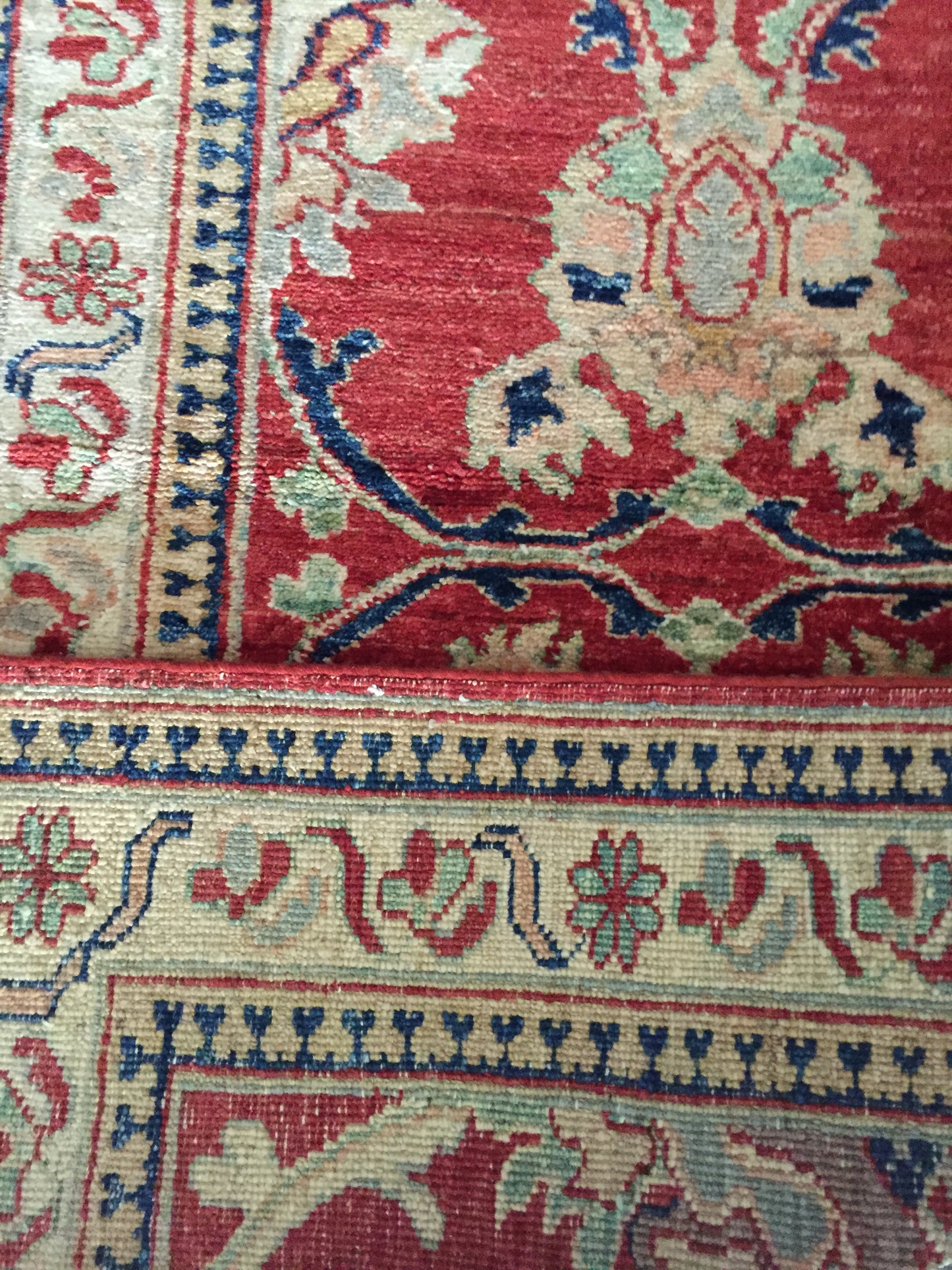Teppich Afghan Ziegler Handgeknüpfte Orient Rot Beige