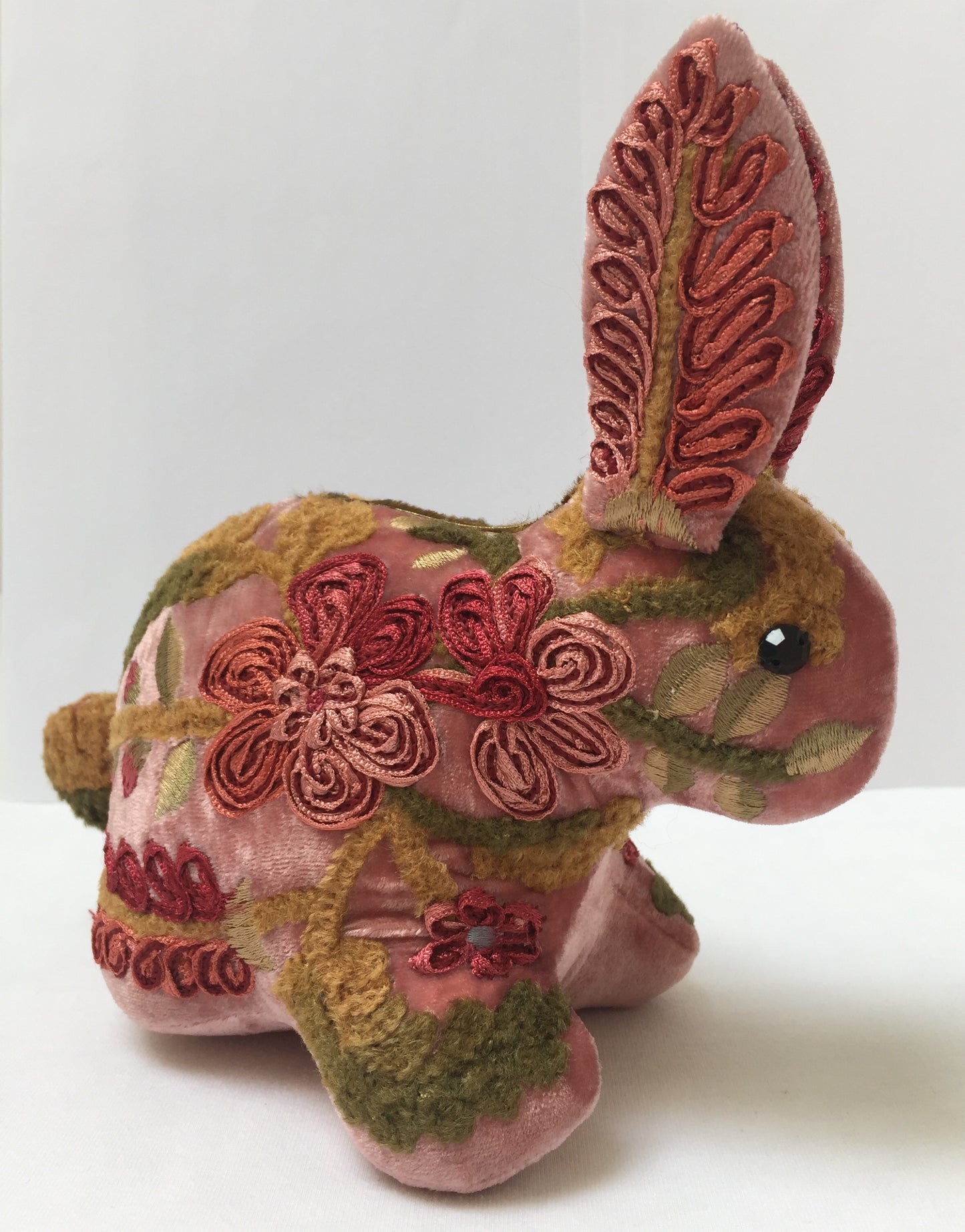 Anke Drechsel Hoffnung Hase New Rose Bestickt Seiden Samt Rosa