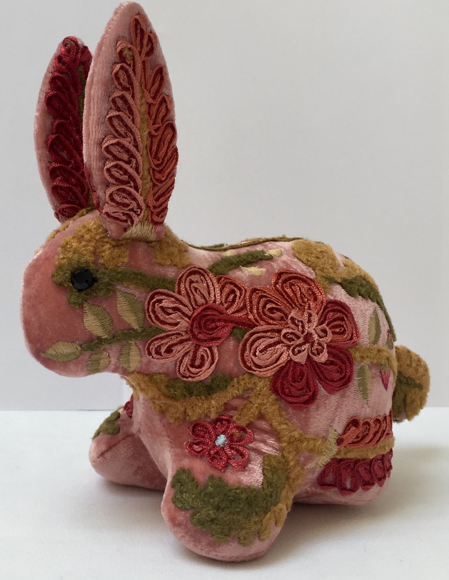 Anke Drechsel Hoffnung Hase New Rose Bestickt Seiden Samt Rosa
