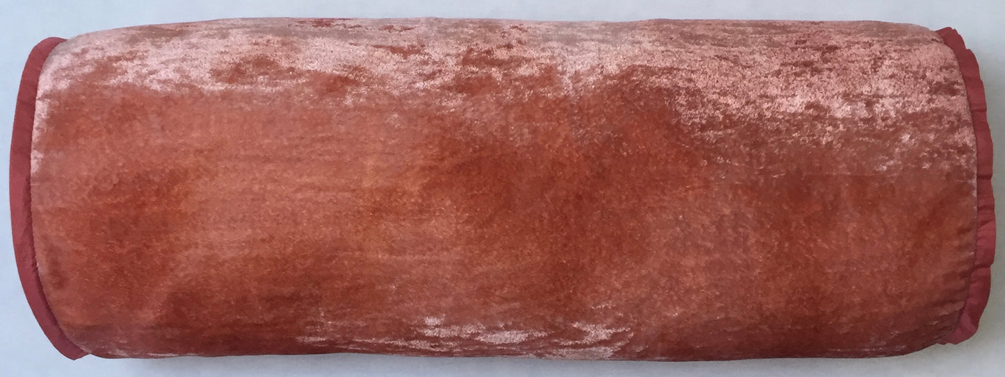 Anke Drechsel Bolster PLAIN Seide Border Shaded Rose Seiden Samt Rollkissen