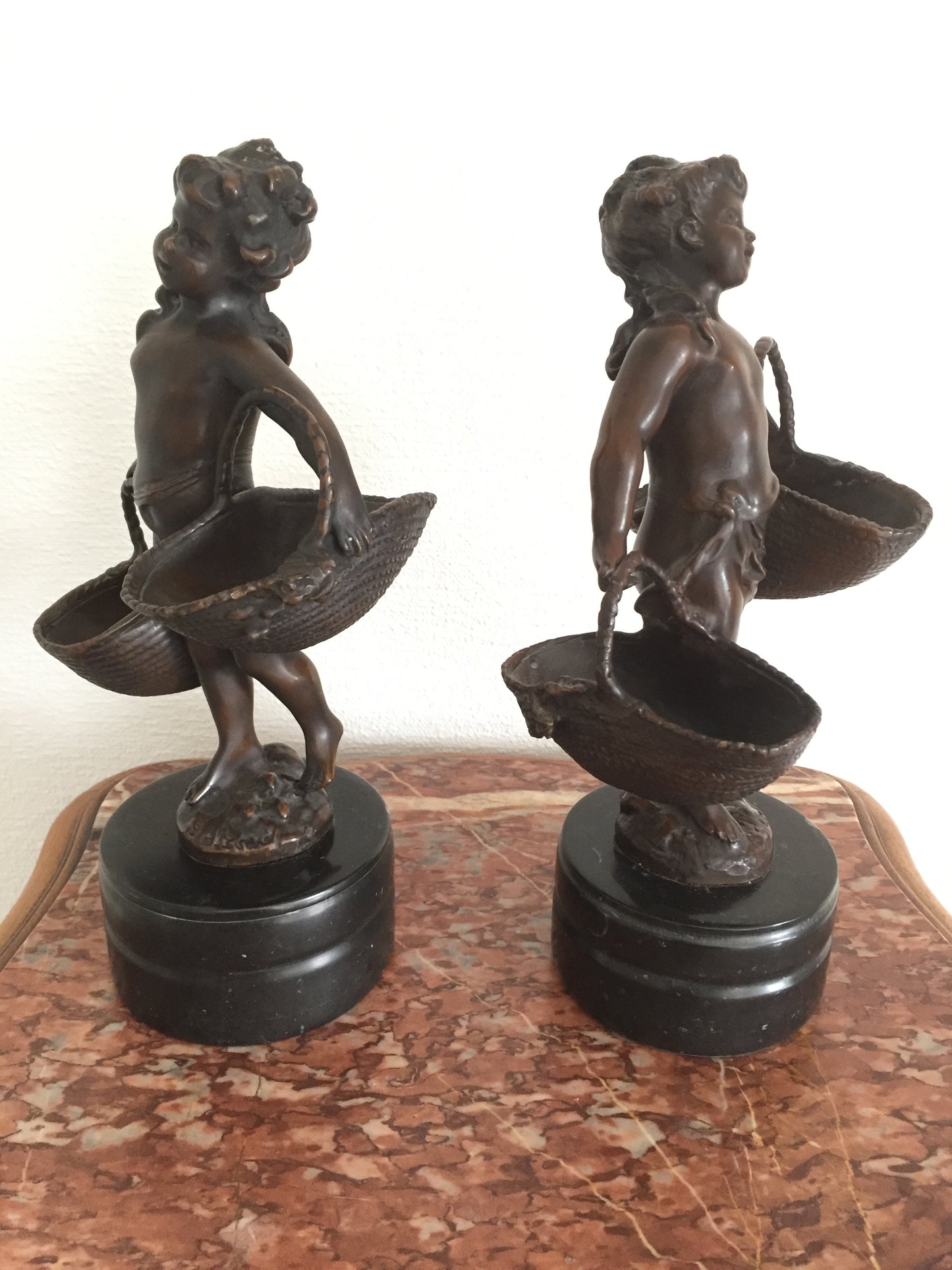 Skulptur Bronze Engel Frankreich Antike Statue 20.Jahrhundert Braun