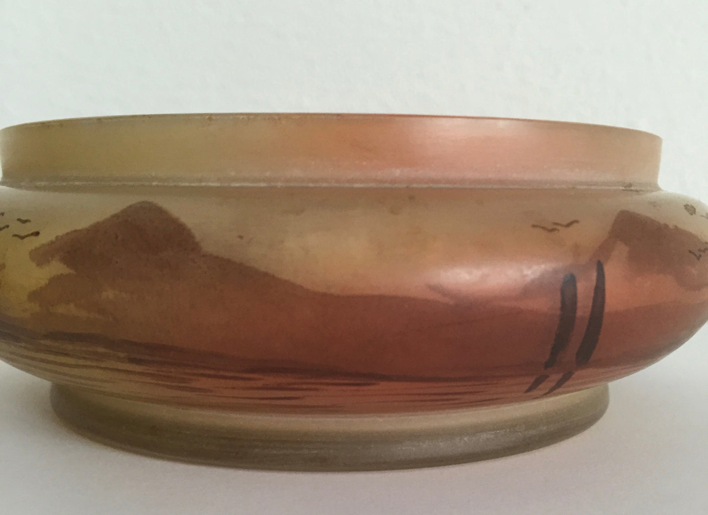Schale Vase Antike Handbemalte Landschaft Motiv Jugendstil wohl Holland Beige