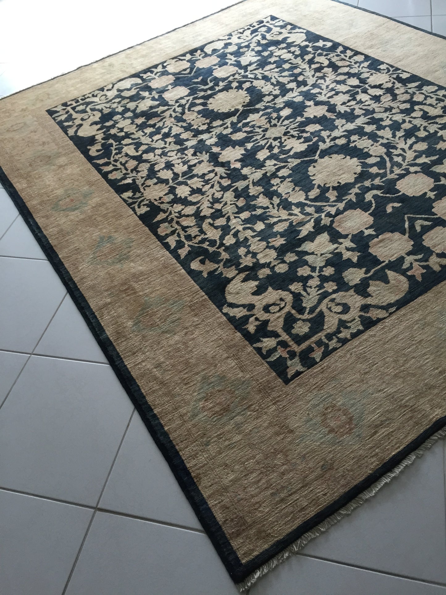 Teppich Afghan Ziegler Handgeknüpfte Orient Saphire Beige Blau