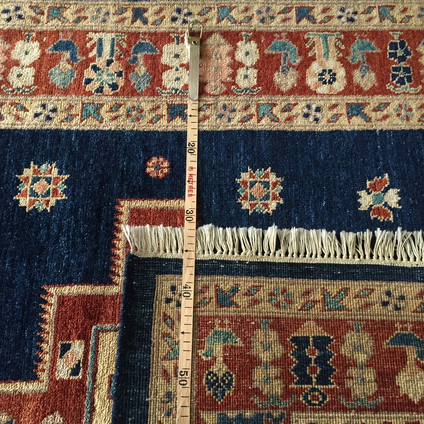 Teppich Afghan Turkmen Spezial Kazak Hochwertig Handgeknüpfte Orient Blau Terrakotta