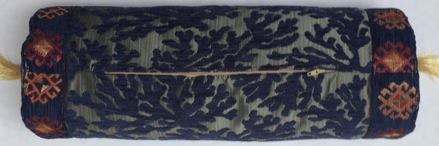 Kissen Nackenkissen Nackenrolle Dekokissen Rollkissen Blau Grau