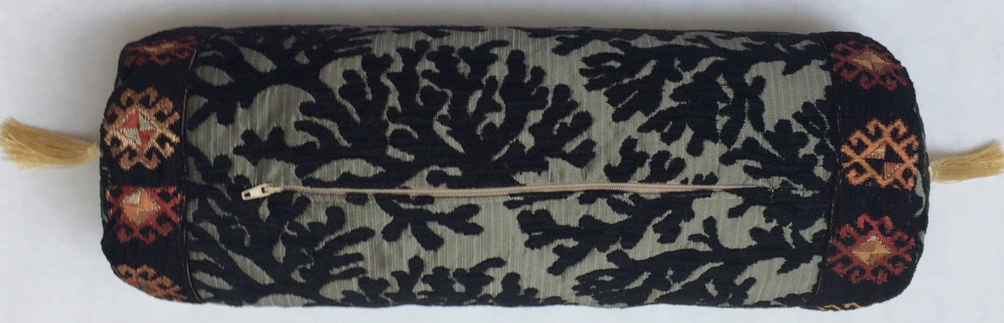 Nackenkissen Nackenrolle Rollkissen Kissen Schwarz Silber