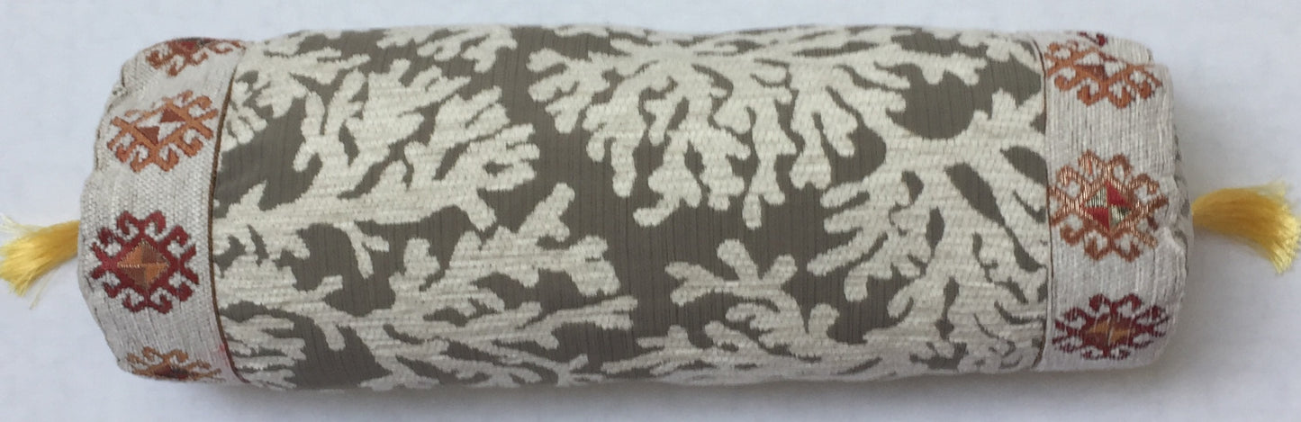 Kissen Kelim Optik Nackenkissen Rollkissen Nackenrolle Beige Grau