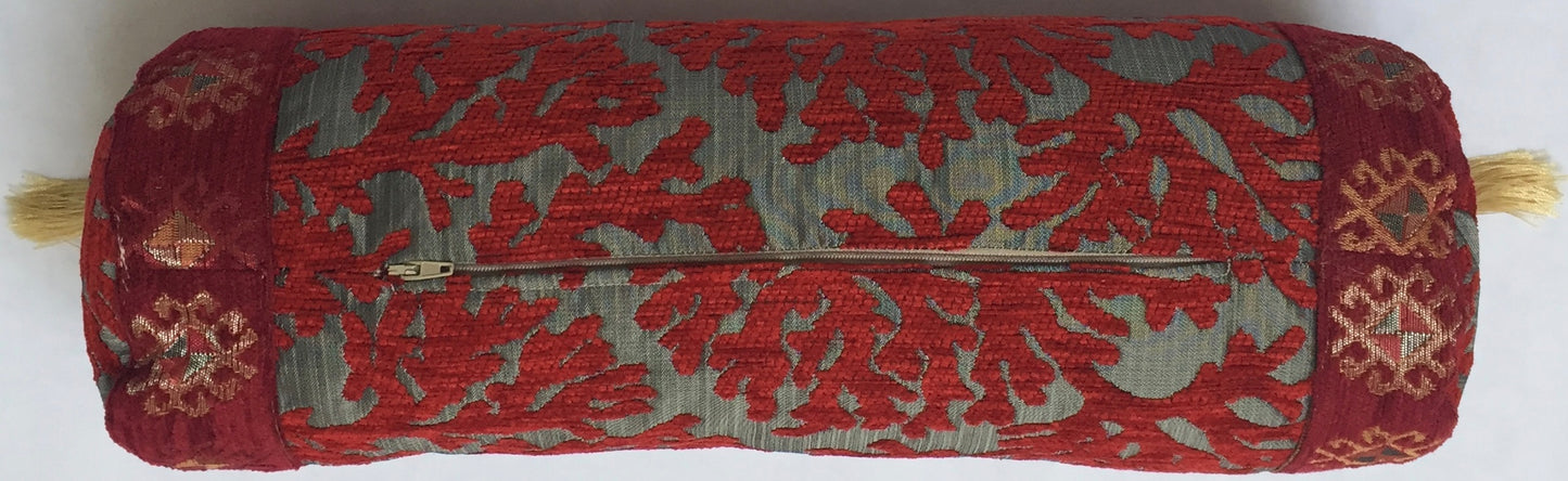 Nackenkissen Kelim Optik Kissen Nackenrolle Rollkissen Rot