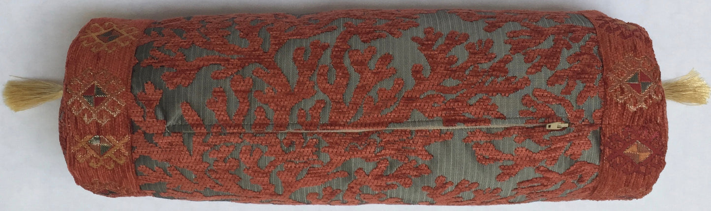 Nackenkissen Kelim Optik Kissen Nackenrolle Rollkissen Terrakotta Roll