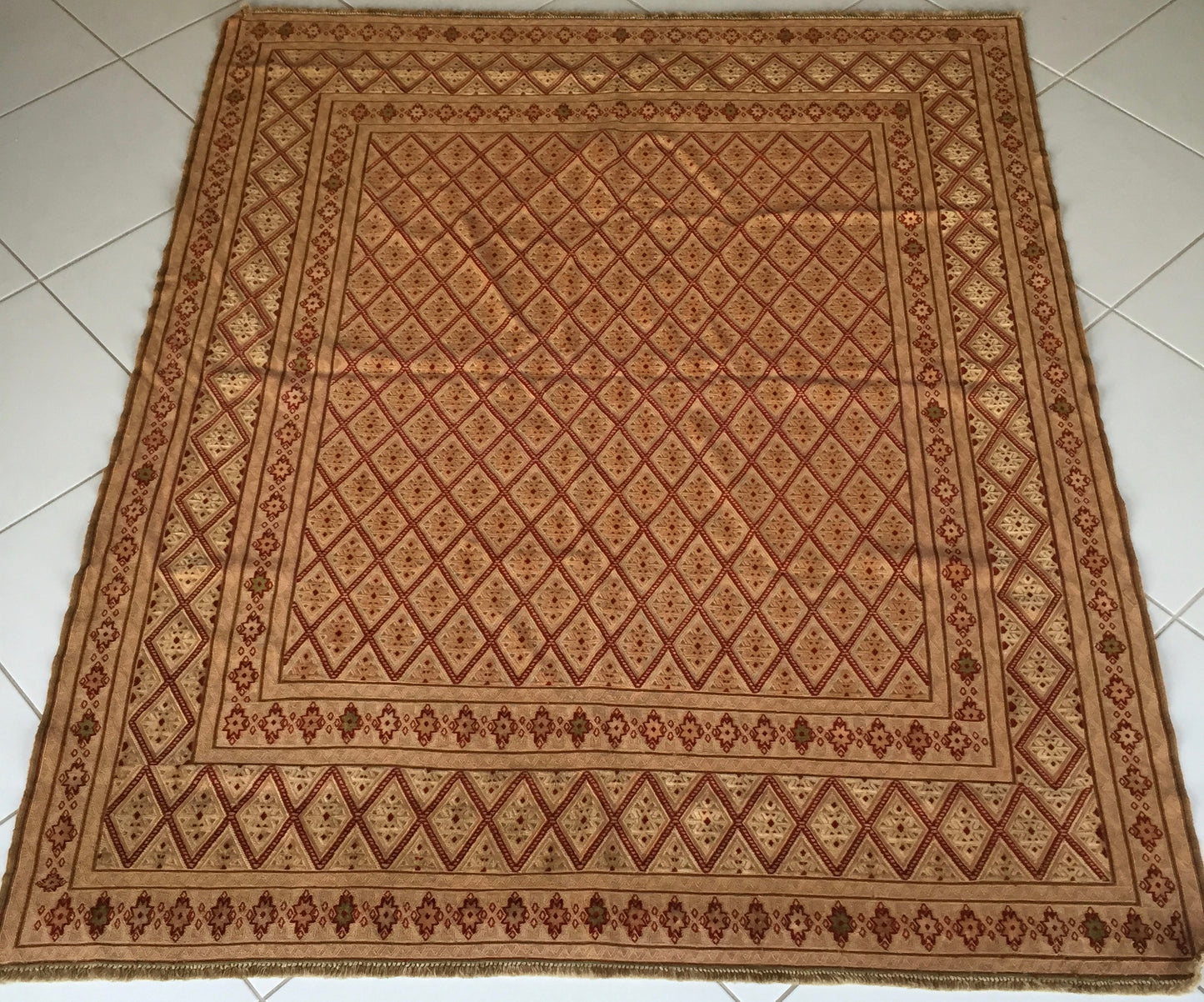 Teppich Kelim Afghan Sumach Engel Maleki Baluch Nomad Handgewebt Tagesdecke Beige