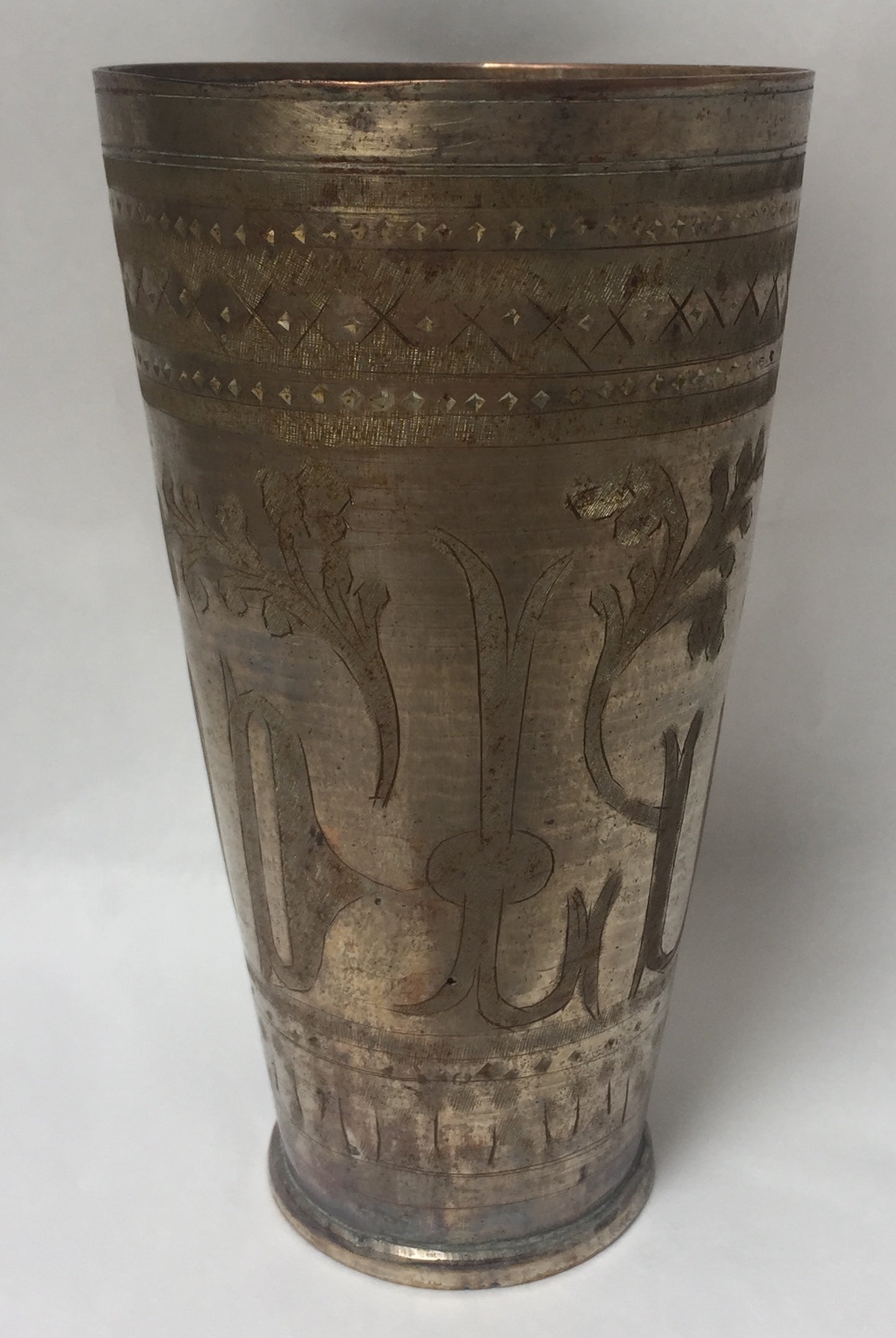 Becher Alte Messing Vase Wasserbecher Silber Gold Good luck Gravur Handarbeit