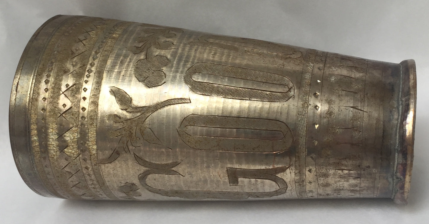 Becher Alte Messing Vase Wasserbecher Silber Gold Good luck Gravur Handarbeit
