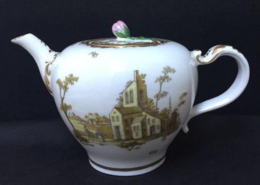 Wien Kanne Kaffeekanne Teekanne um 1780 Porzellan Österreich Landschaftsinsel Architektur