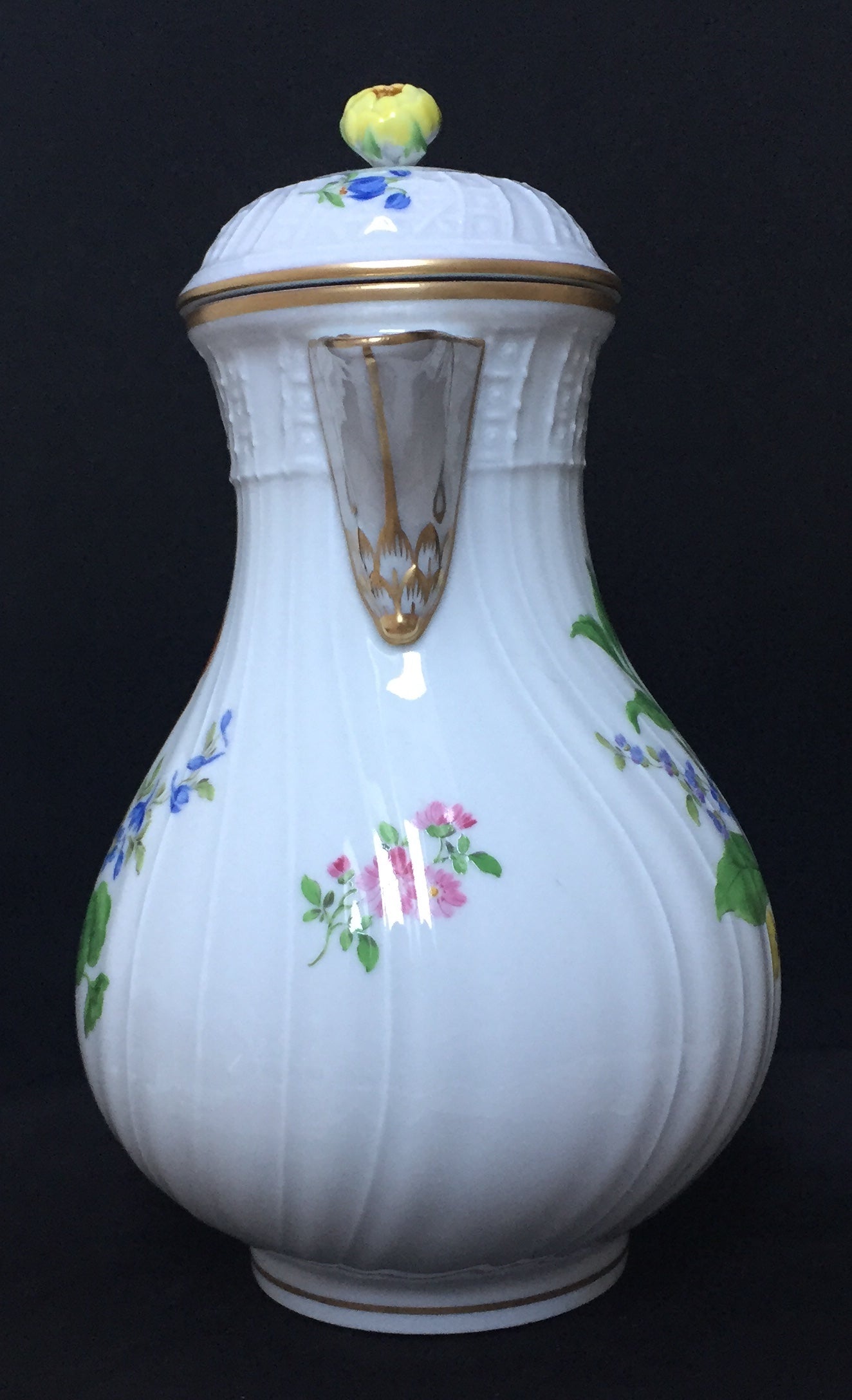 Meissen Teekanne Alt Kaffeekanne Porzellan Floral Rosenknospen Knauf Kanne