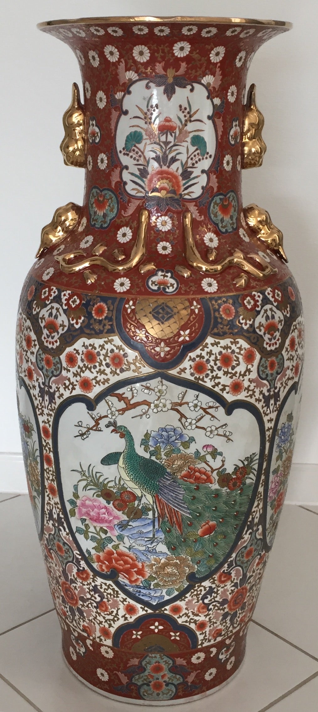Vase Alte China Emaille Miniatur Bronze Gold Stehvase Keramik Handarbeit Signiert 20.Jh