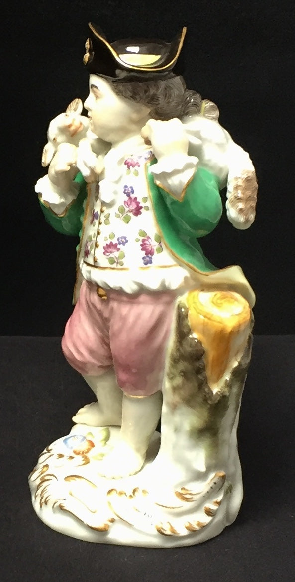 Meissen Schäfer mit Lamm 1. Wahl Modell Acier Porzellan Figur Bunt Gold Staffiert