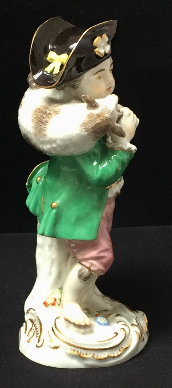 Meissen Schäfer mit Lamm 1. Wahl Modell Acier Porzellan Figur Bunt Gold Staffiert