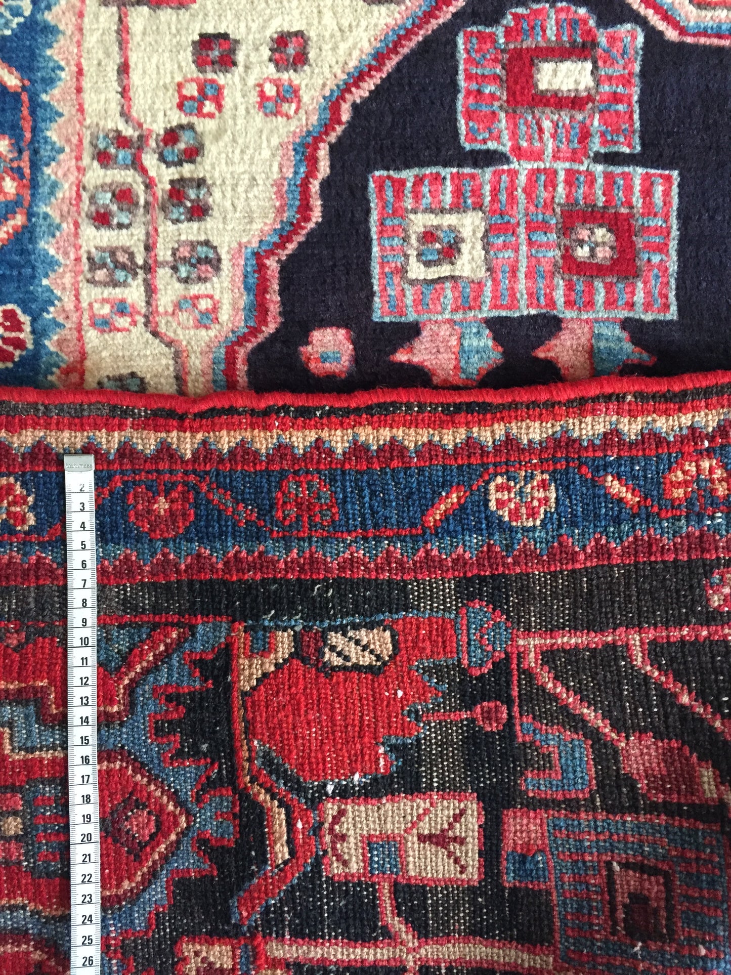 Teppich Wagireh Handgeknüpft Nahavand Vagireh Orient Rot Rosa Blau Schwarz