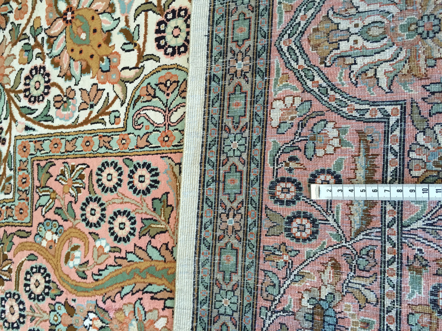Teppich Kashmir Seide Handgeknüpfte Orient Rosa Beige