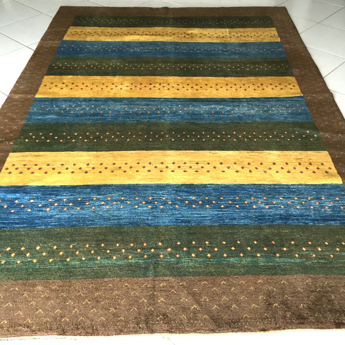 Teppich Exklusive Perser Kashkuli Handgeknüpfte Orientteppich Braun Gelb Grün Blau