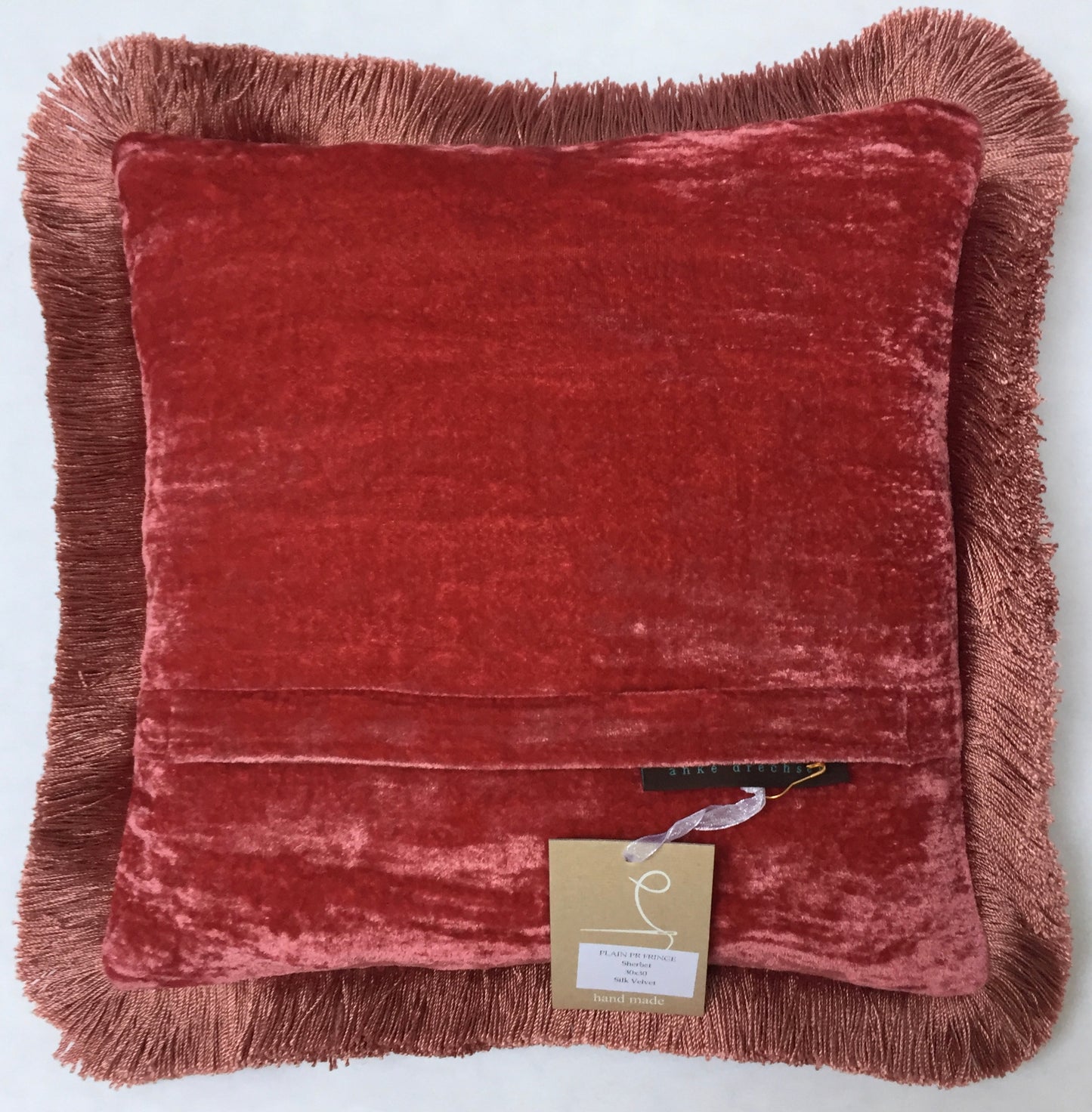 Anke Drechsel Kissen PLAIN Pech Rose Franzen Sherbet Seiden Samt PinkRosa