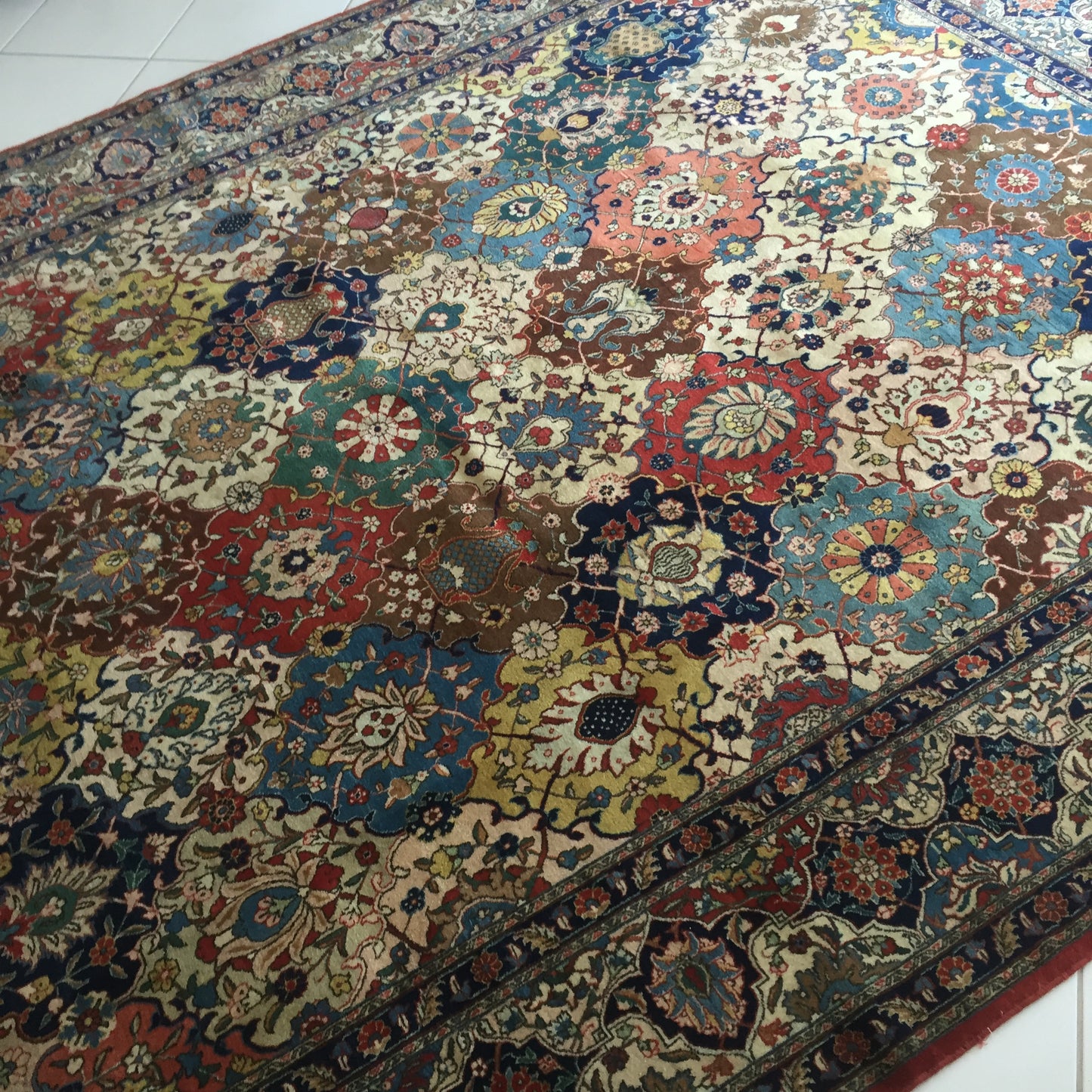 Teppich Perser Täbris Antike Meisterstück Orient Handgeknüpfte Tabriz Beige Mehrfarbig