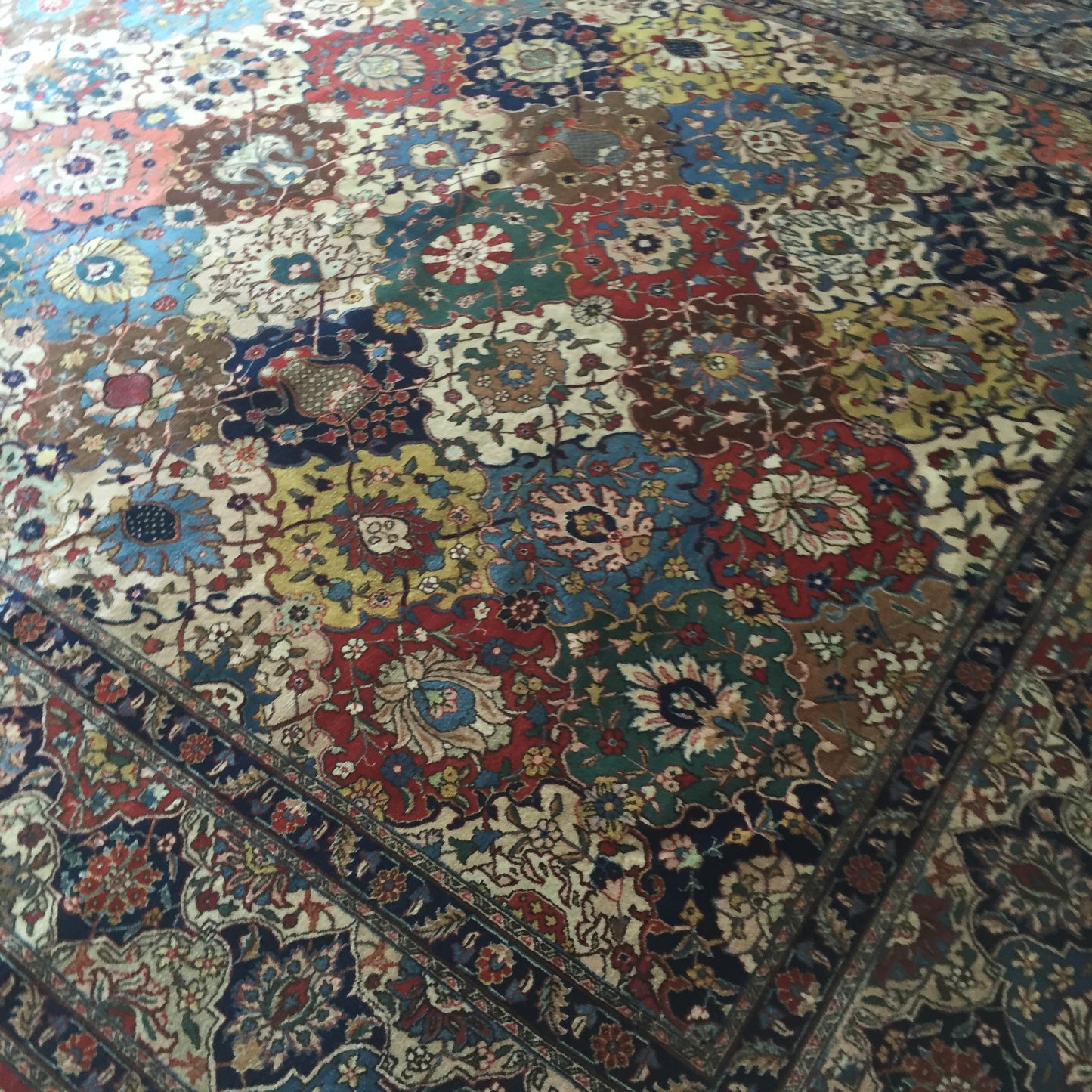 Teppich Perser Täbris Antike Meisterstück Orient Handgeknüpfte Tabriz Beige Mehrfarbig
