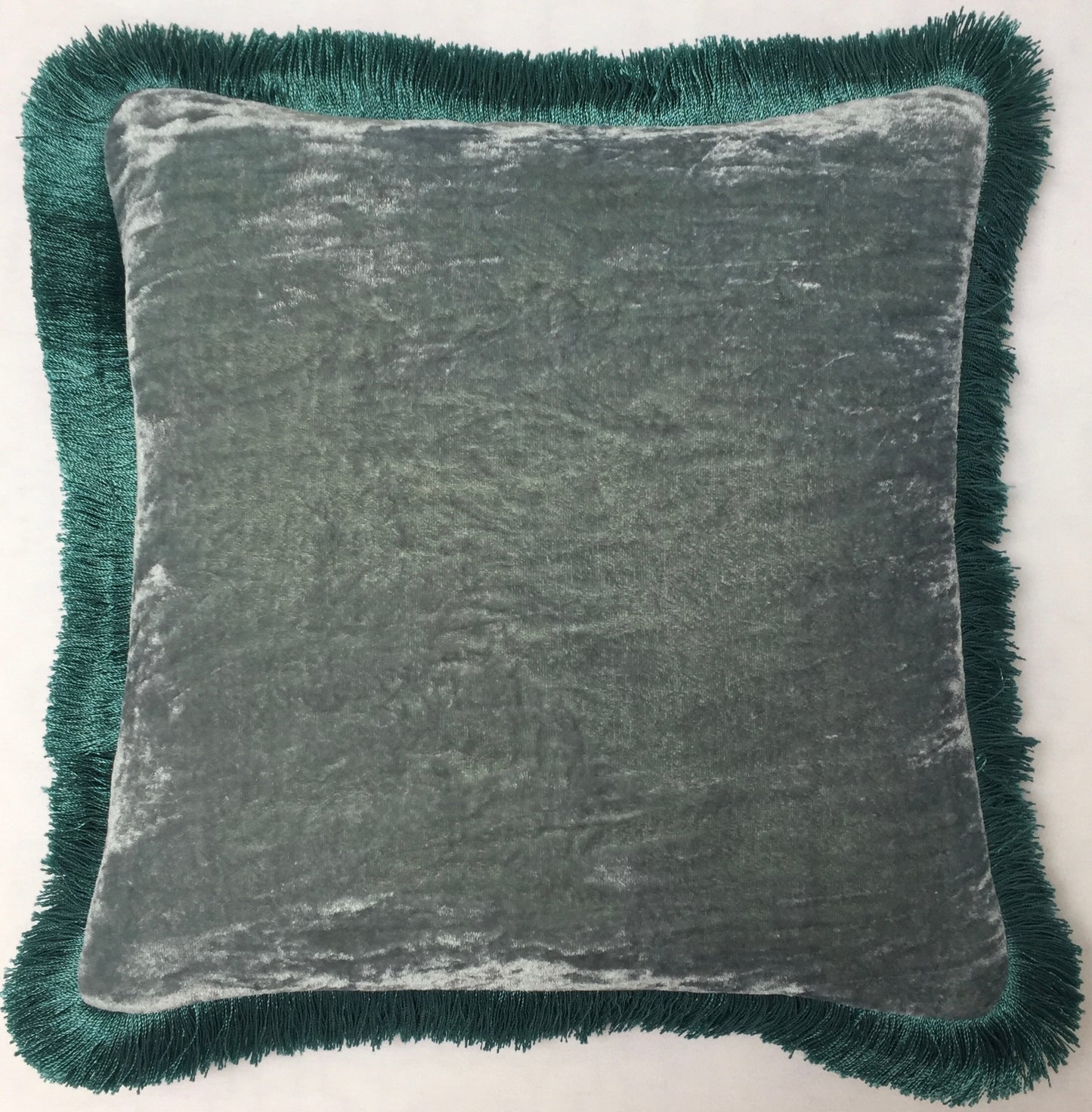 Anke Drechsel Kissen PLAIN IN Fringe Perfect Blau Seiden Samt