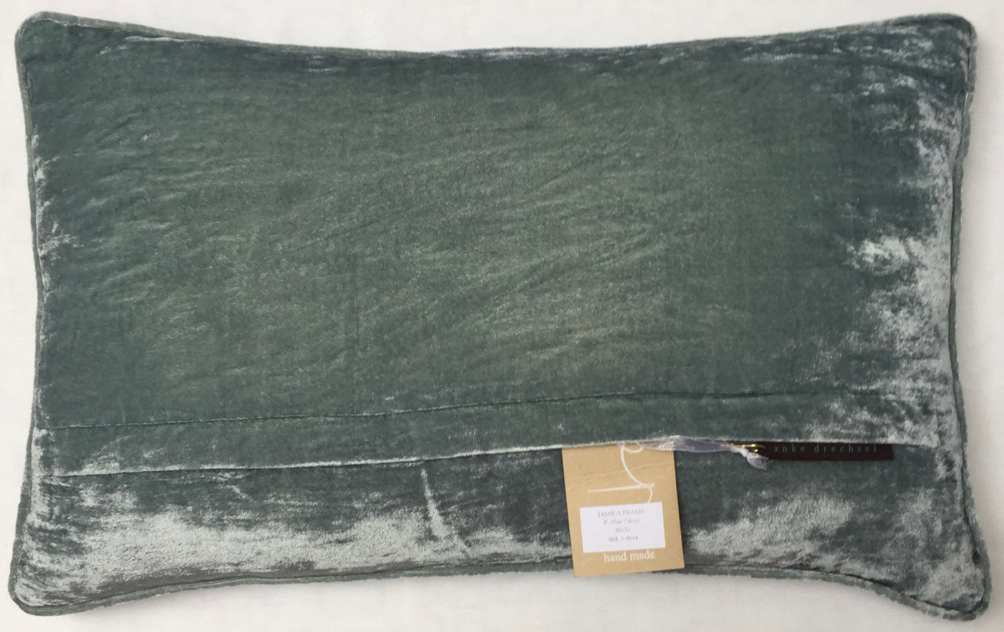 Anke Drechsel Kissen JAMILA FRAME Perfect Blau Silber Seiden Samt Bestickt