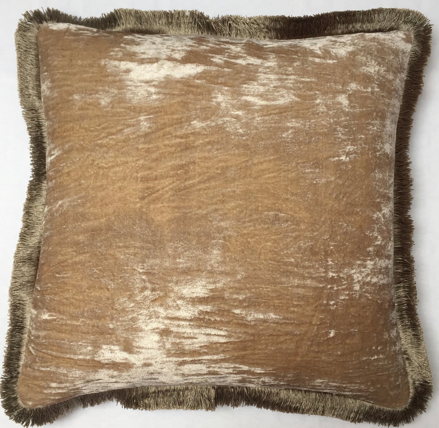 Anke Drechsel Kissen PLAIN Silber Franzen Platinum Seiden Samt Beige