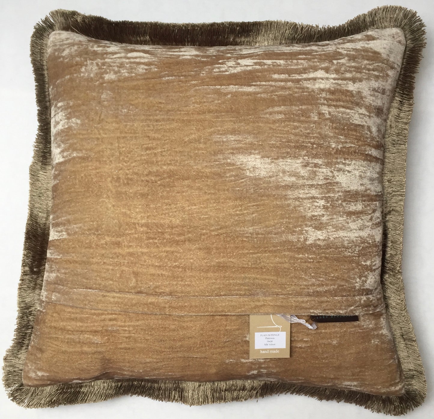 Anke Drechsel Kissen PLAIN Silber Franzen Platinum Seiden Samt Beige