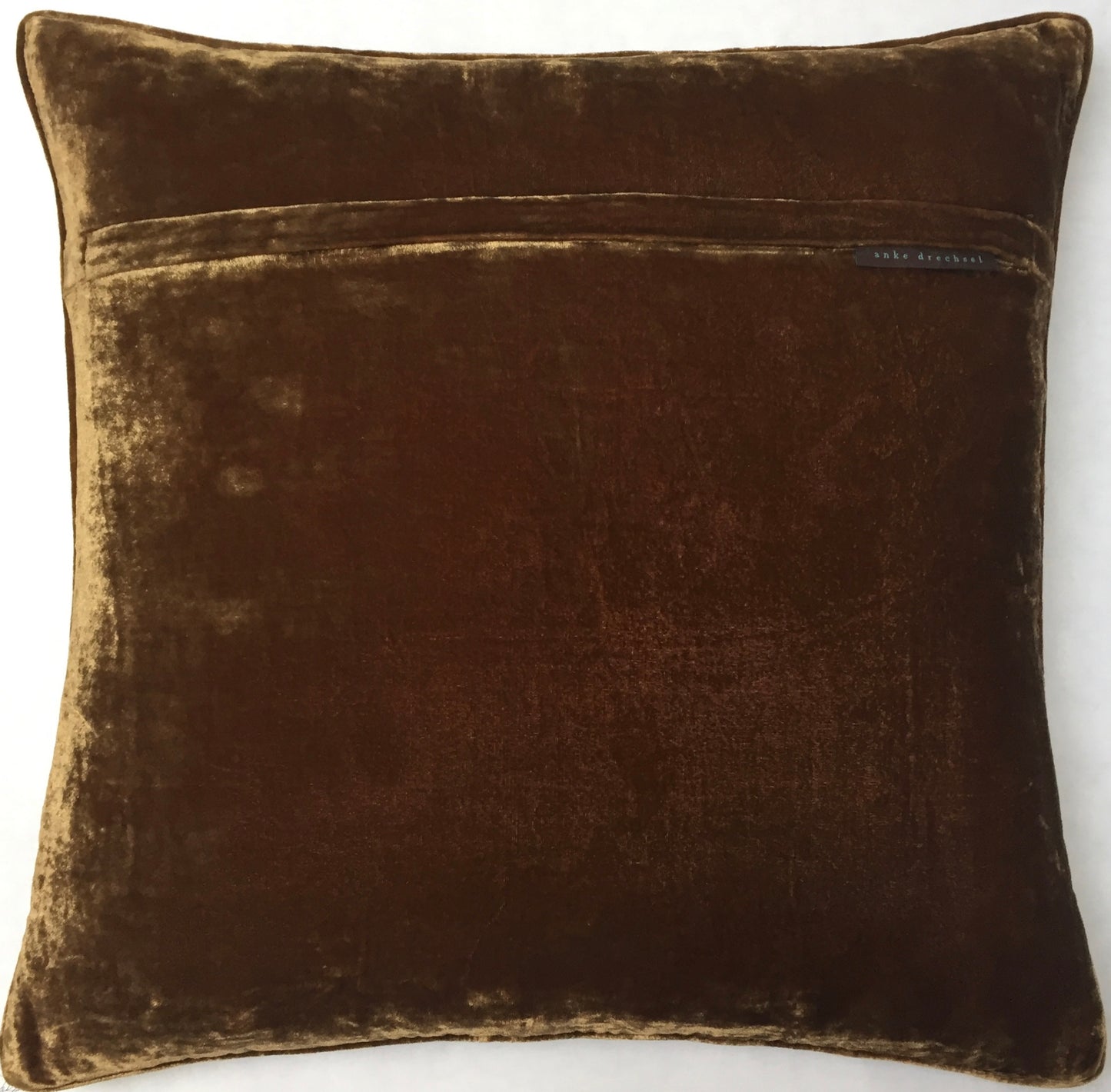 Anke Drechsel Kissen ERNA Light Brown Bestickt Seiden Samt Braun Gold