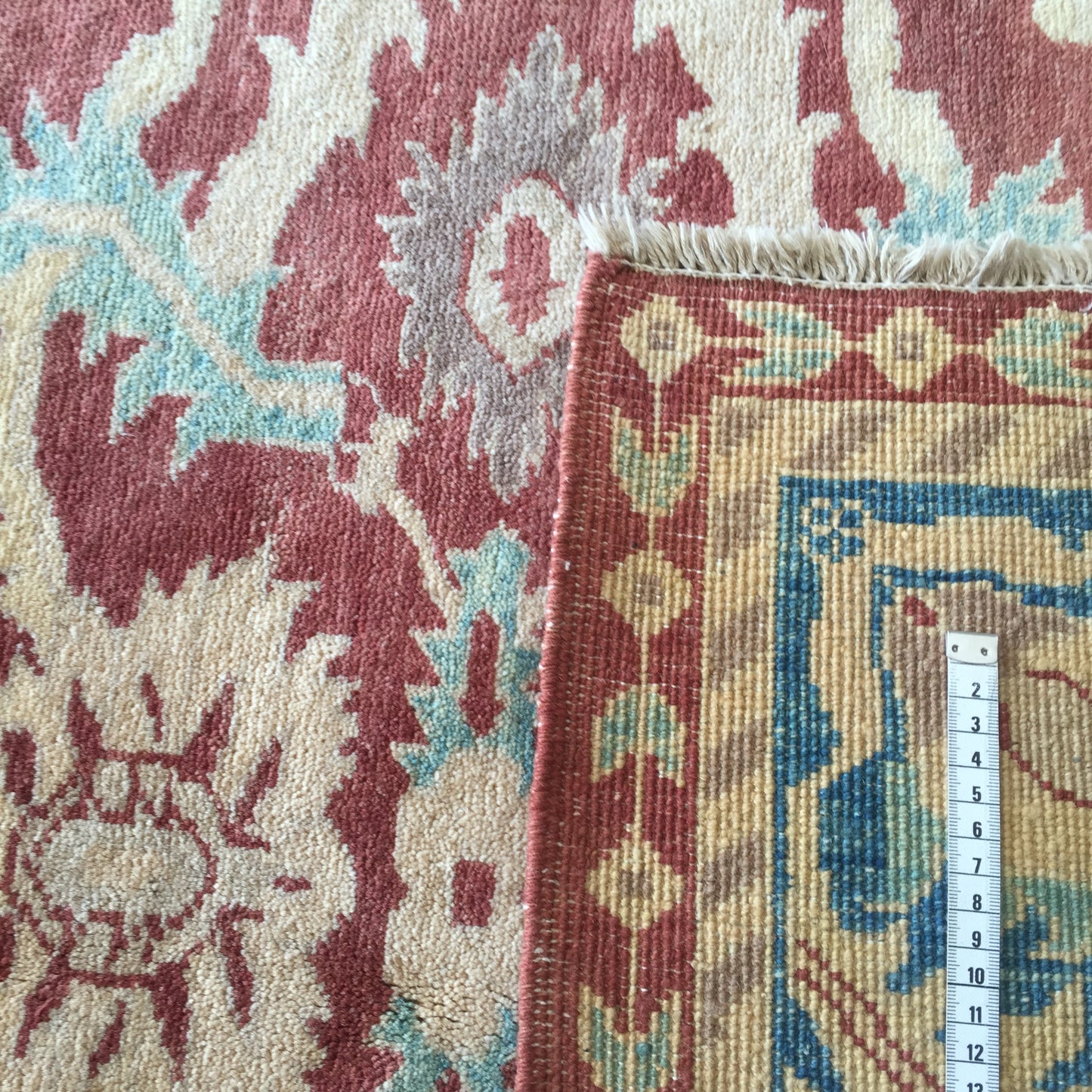 Teppich Afghan Spezial Ziegler Handgeknüpft Orient Terrakotta Türkis Blau