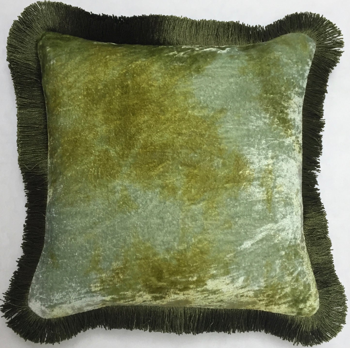 Anke Drechsel Kissen PLAIN Grün Franzen Shaded Mint Seiden Samt