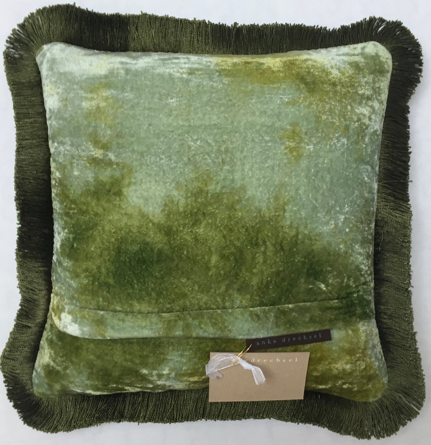 Anke Drechsel Kissen PLAIN Grün Franzen Shaded Mint Seiden Samt