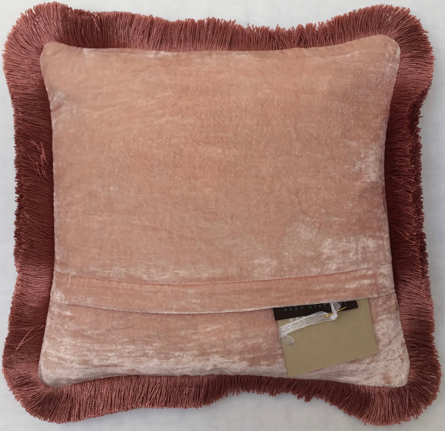 Anke Drechsel Kissen PLAIN Franzen Pink Quartz Seiden Samt Rosa