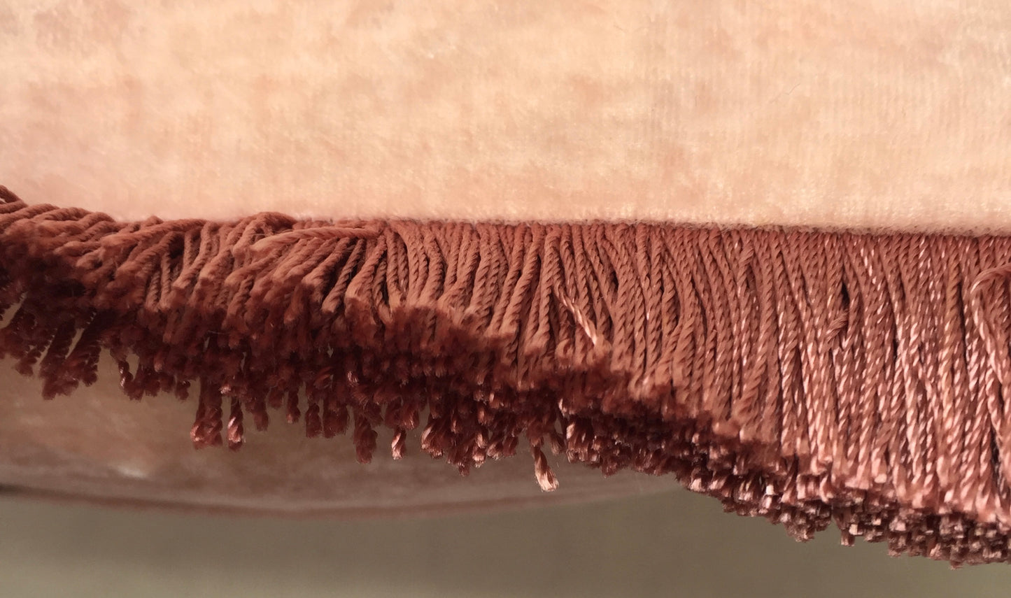 Anke Drechsel Kissen PLAIN Franzen Pink Quartz Seiden Samt Rosa