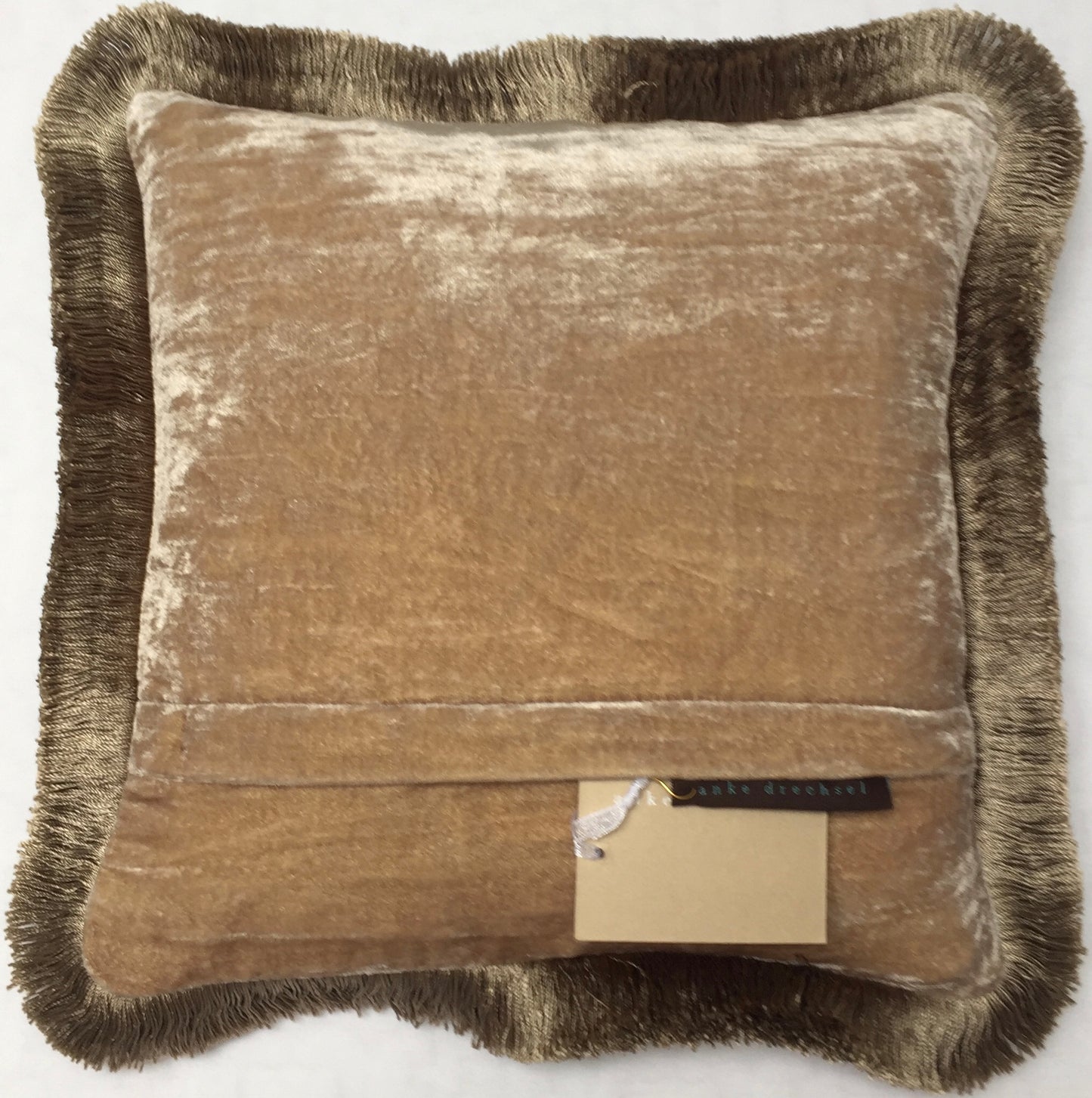 Anke Drechsel Kissen PLAIN Silber Franzen Platinum Seiden Samt Beige Nude