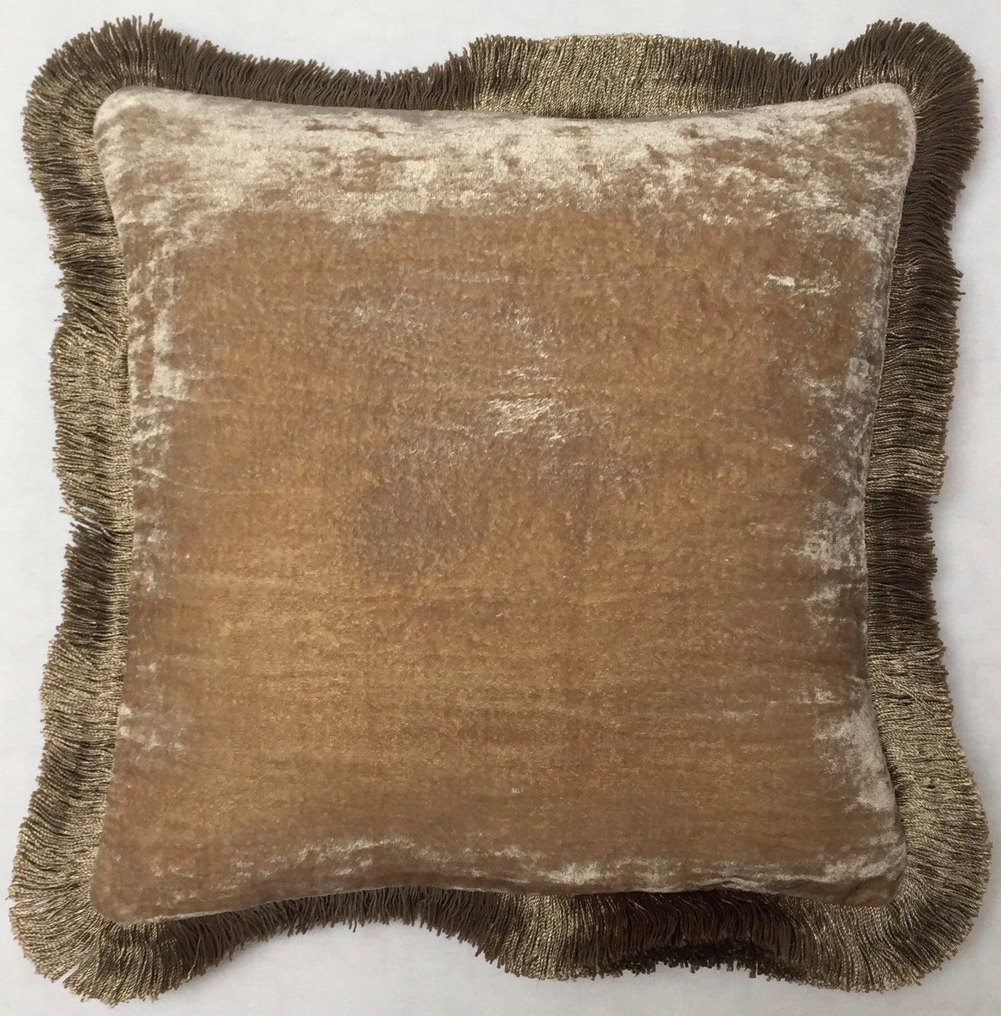 Anke Drechsel Kissen PLAIN Silber Franzen Platinum Seiden Samt Beige Nude