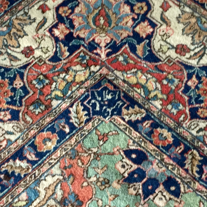 Teppich Perser Täbris Antike Meisterstück Orient Handgeknüpfte Tabriz Beige Mehrfarbig