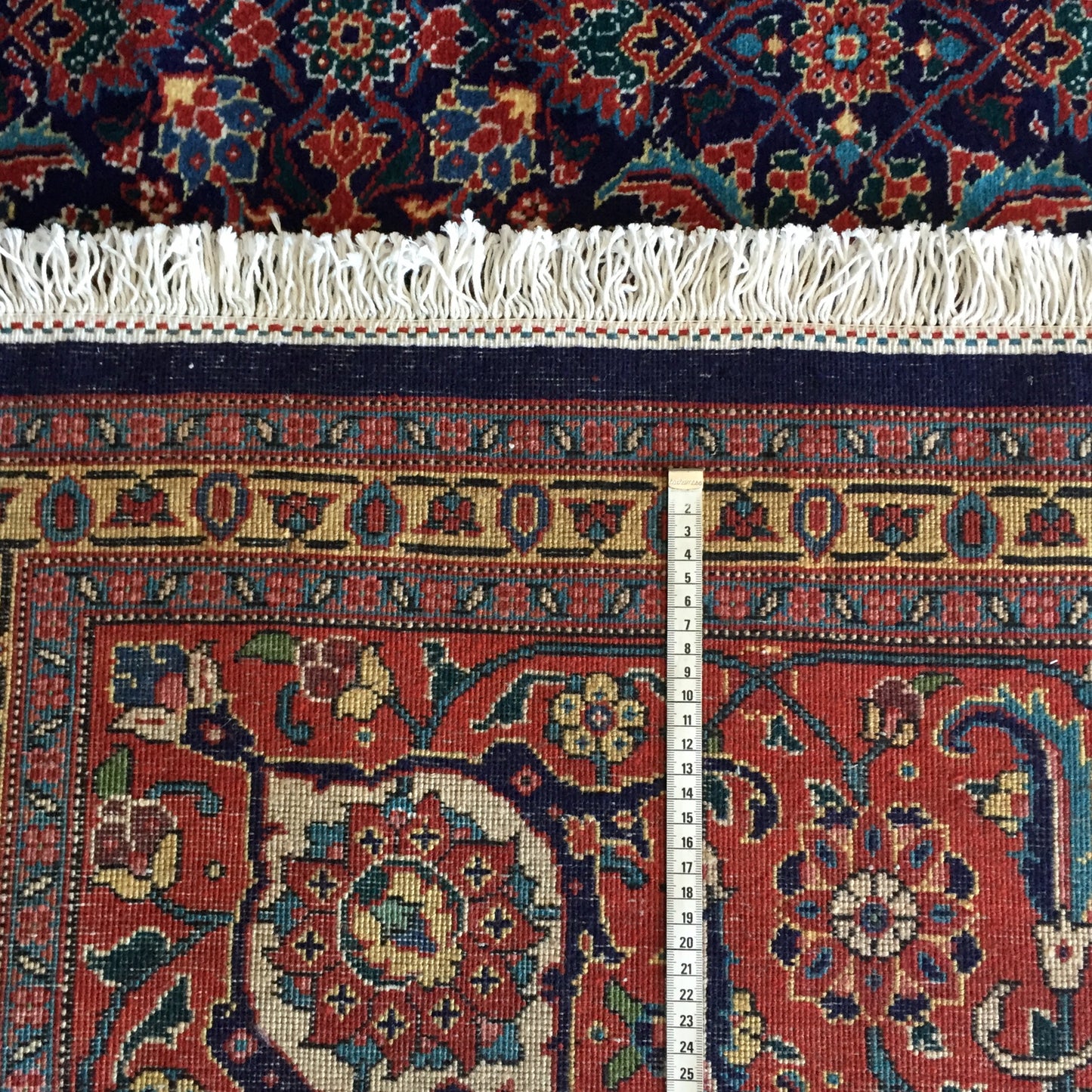 Teppich Alte Perser Tabriz Mahi Meisterstück Handgeknöpft Rot Blau