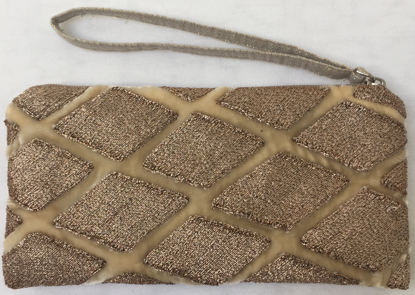 Anke Drechsel Zip Pouch Gold Bestickt Kosmetiktasche Seiden Samt Tasche