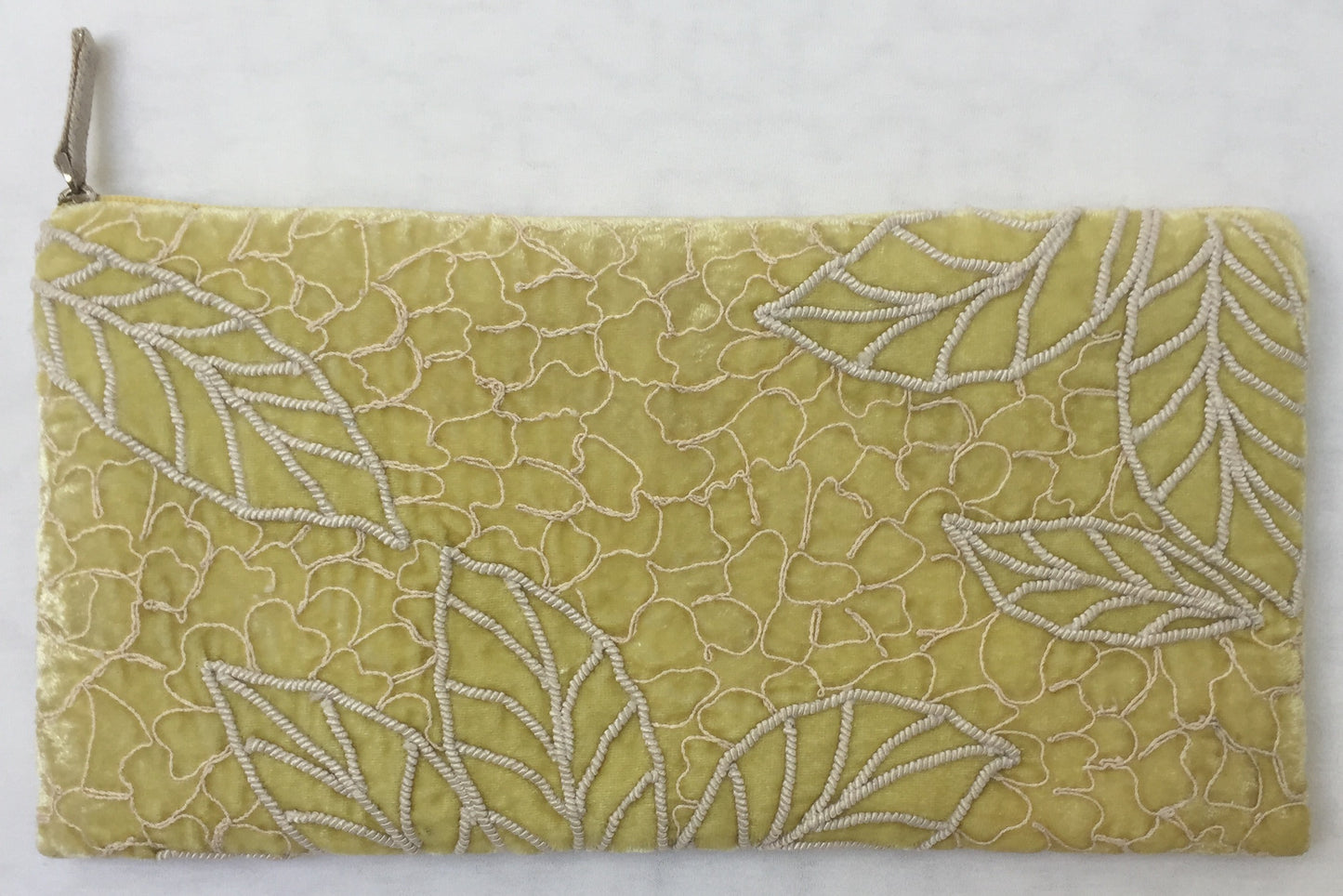 Anke Drechsel Zip Pouch Citrine Bestickt Seiden Samt Kosmetiktasche Tasche Gelb