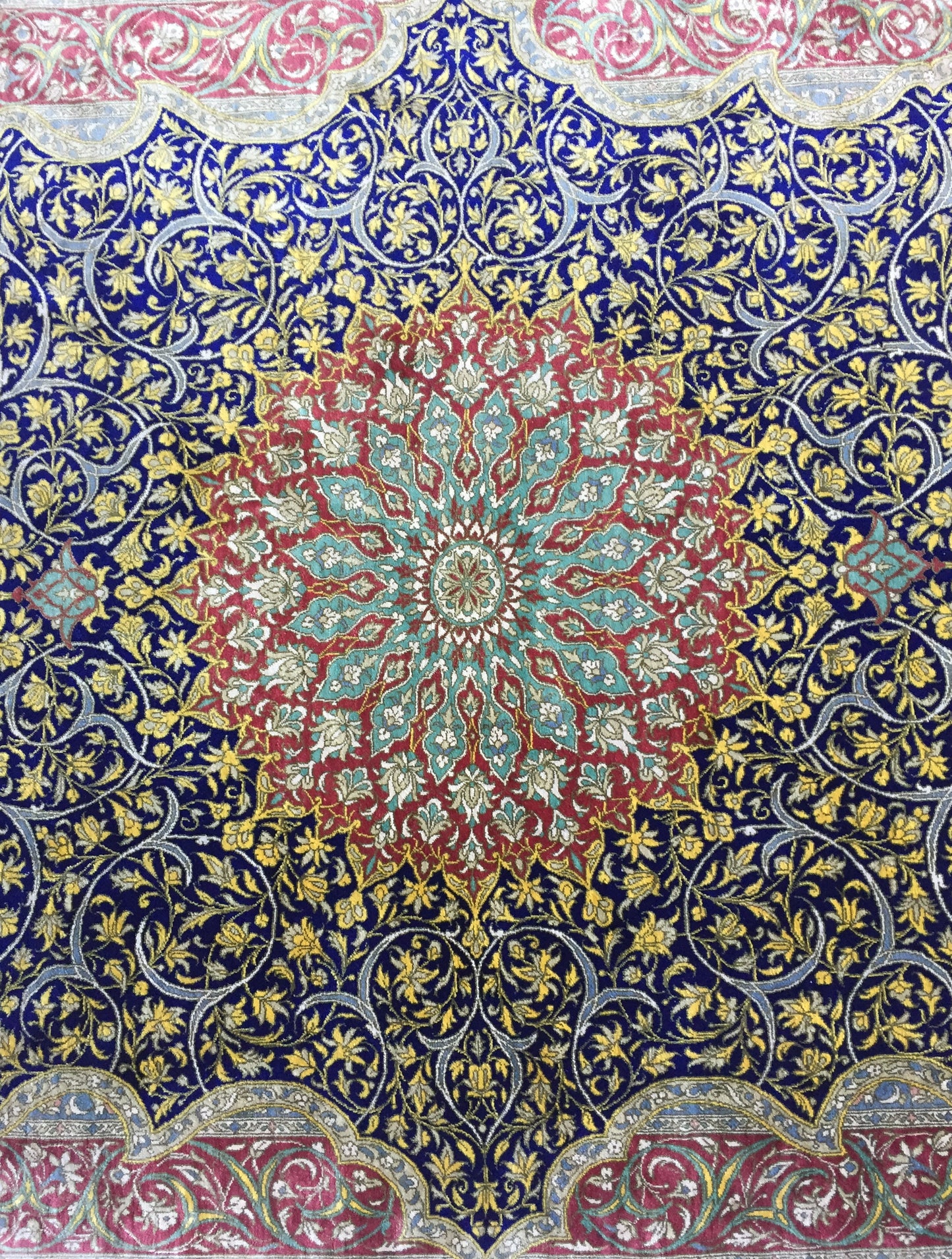 Teppich Seide Unikat Perser Meisterstück Ghom Orient Handgeknüpft Qom Kum Grün