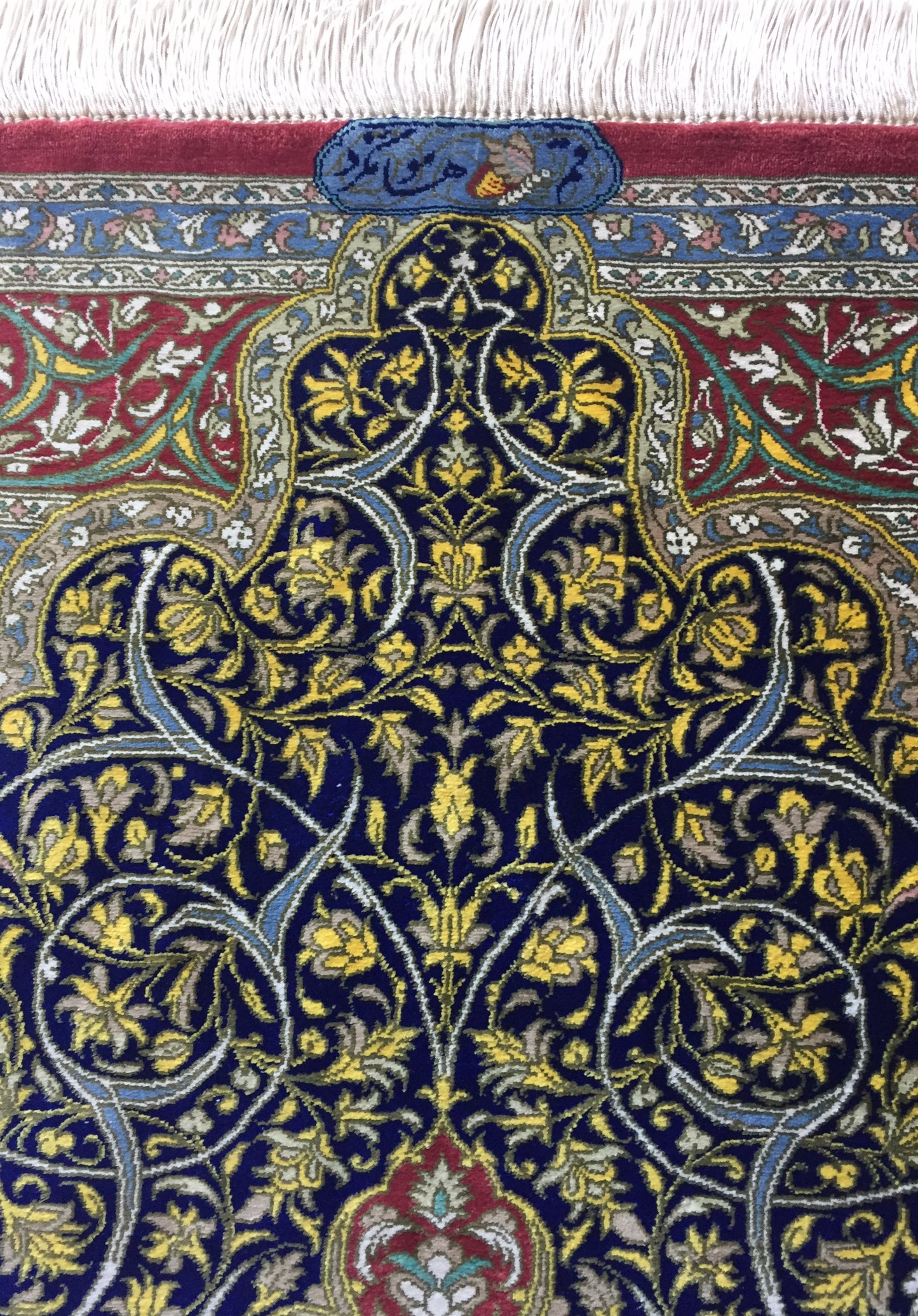 Teppich Seide Unikat Perser Meisterstück Ghom Orient Handgeknüpft Qom Kum Grün