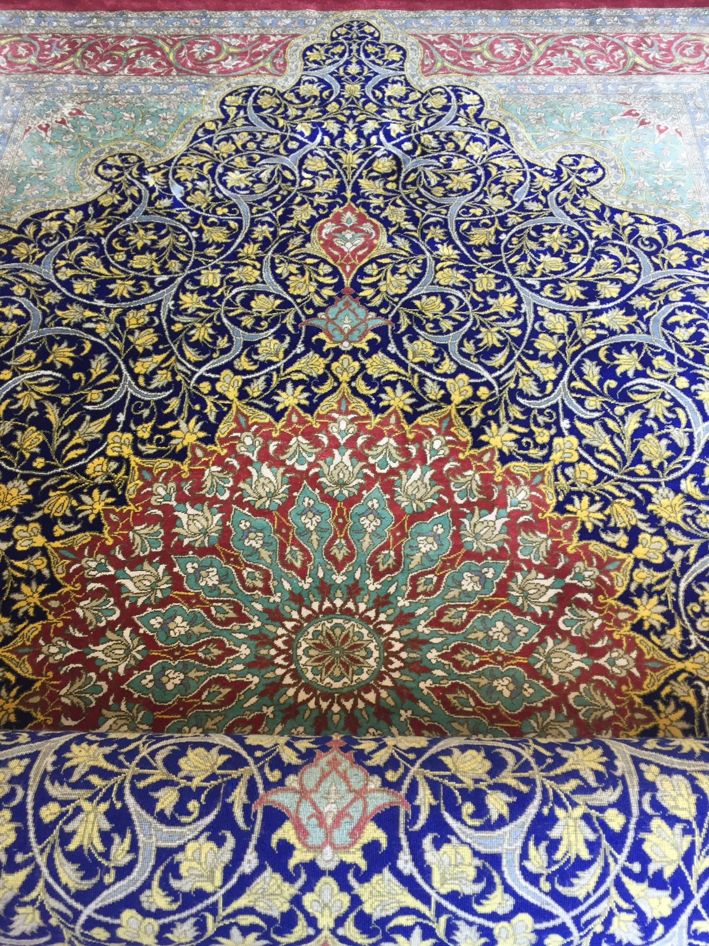Teppich Seide Unikat Perser Meisterstück Ghom Orient Handgeknüpft Qom Kum Grün