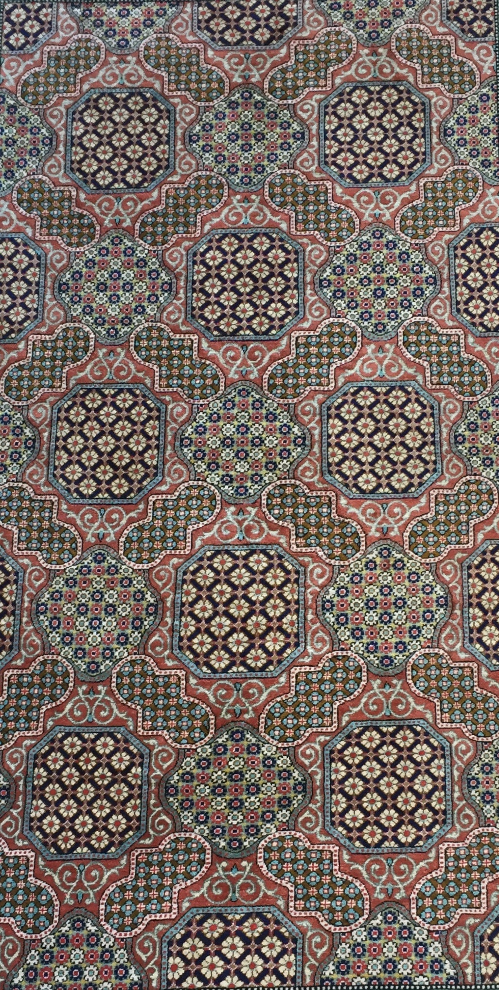 Teppich Qom Seide Meisterstück Perser Handgeknüpft Mikromosaik Rosa Beige