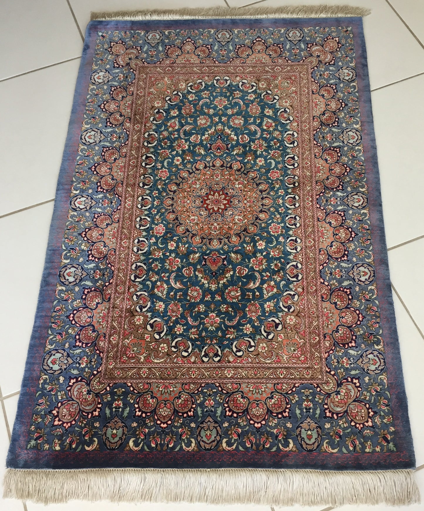 Teppich Ghom Seide Exklusive Handgeknüpfte Perser Meisterstück Orientteppich Lila Rosa Gum Kum