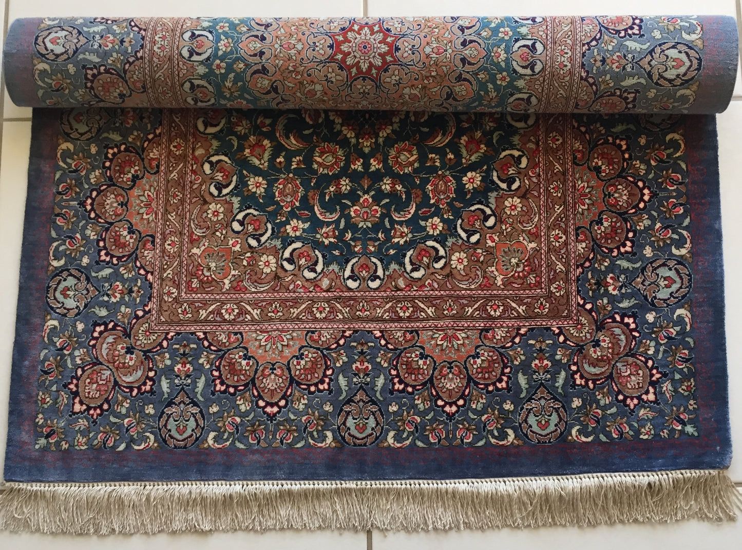 Teppich Ghom Seide Exklusive Handgeknüpfte Perser Meisterstück Orientteppich Lila Rosa Gum Kum